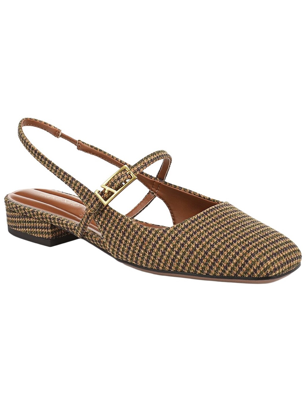 Franco Sarto Destin Slingback Mary Jane Flats Houndstooth Tweed Women’s 6.5 Chic